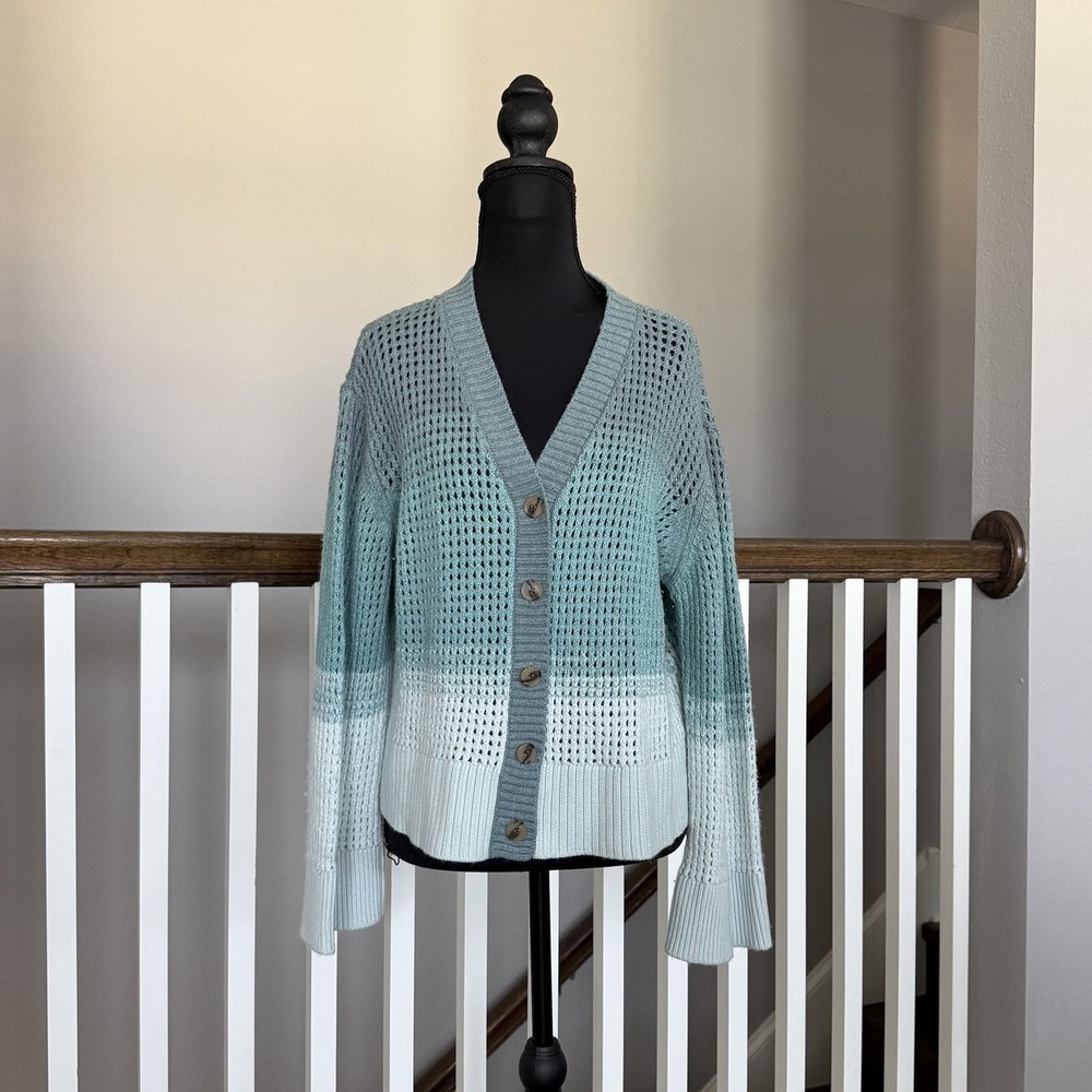 ATM Anthony Thomas Melillo Crochet Cardigan L Quiet Luxury Boho Wool‎ Cashmere